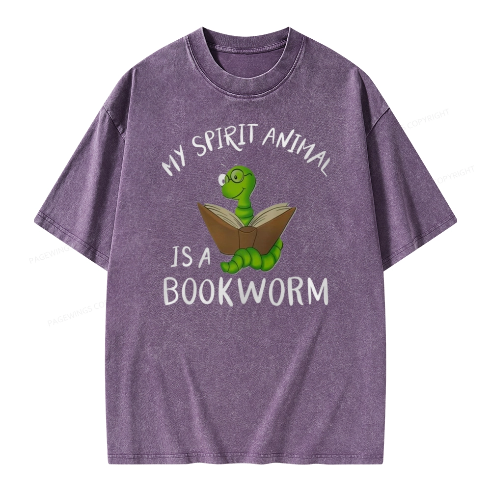 Pagewings My Spirit Anima Is A Bookworm Unisex Washed T-shirt