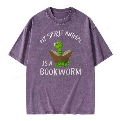 Pagewings My Spirit Anima Is A Bookworm Unisex Washed T-shirt