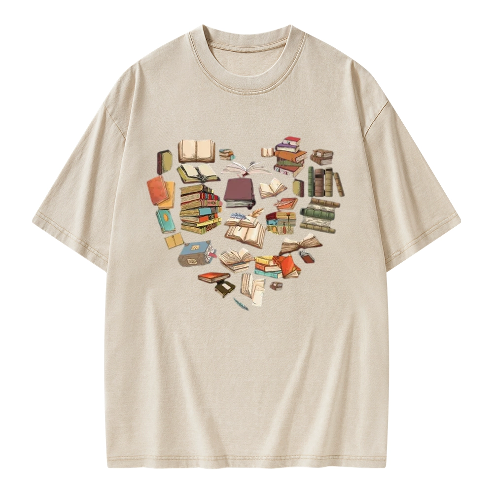 Pagewings Book Heart For Men And Women Unisex Washed T-shirt