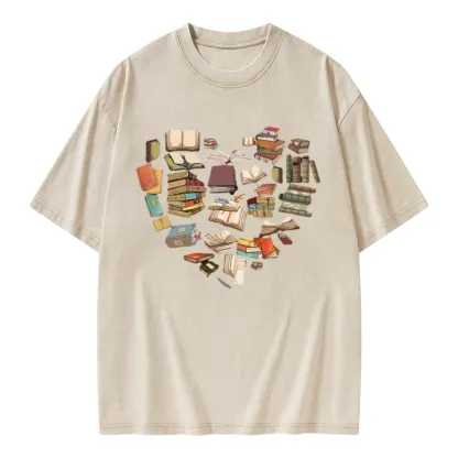 Pagewings Book Heart For Men And Women Unisex Washed T-shirt