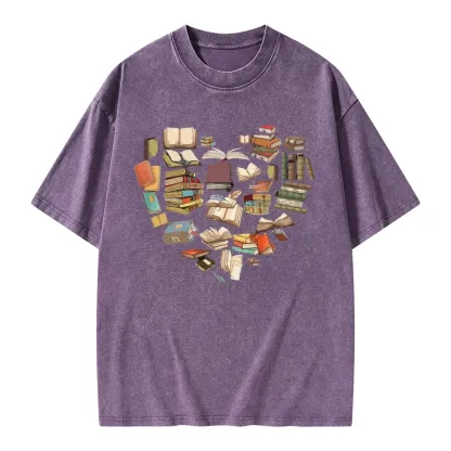 Pagewings Book Heart For Men And Women Unisex Washed T-shirt