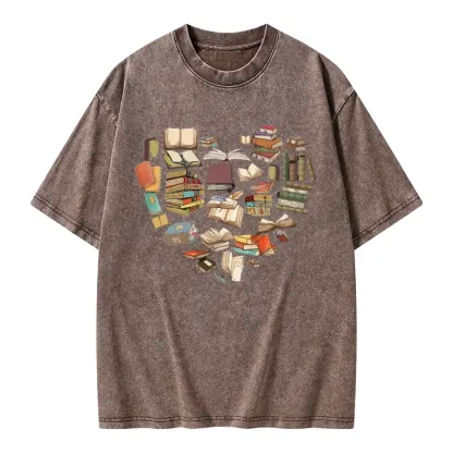 Pagewings Book Heart For Men And Women Unisex Washed T-shirt