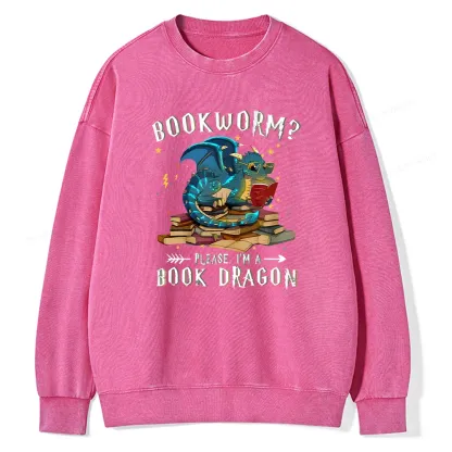 Pagewings Dragon Book Unisex Washed Sweatshirt