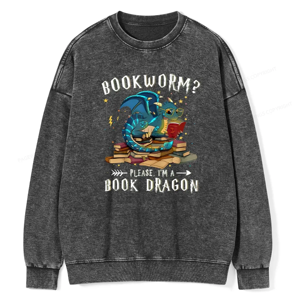 Pagewings Dragon Book Unisex Washed Sweatshirt
