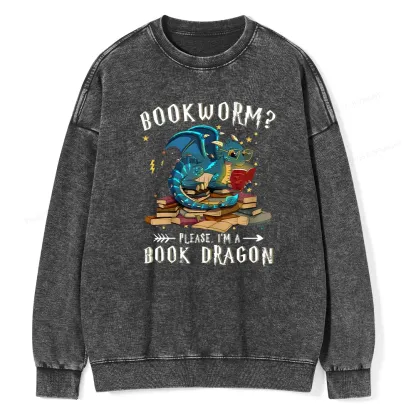 Pagewings Dragon Book Unisex Washed Sweatshirt