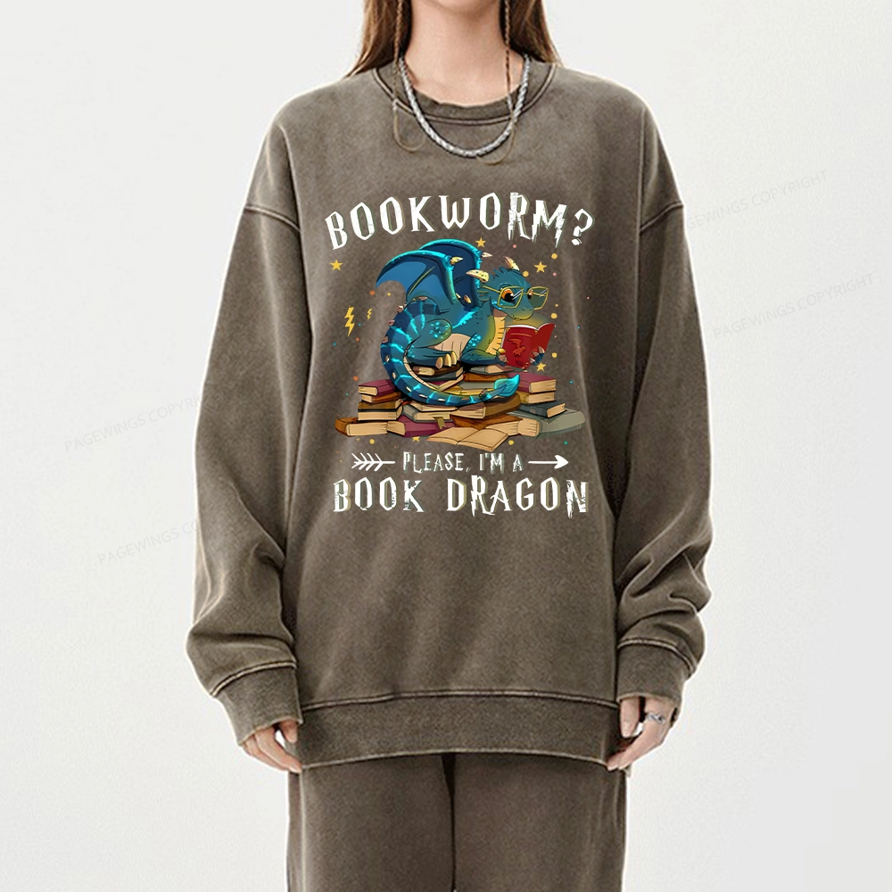 Pagewings Dragon Book Unisex Washed Sweatshirt