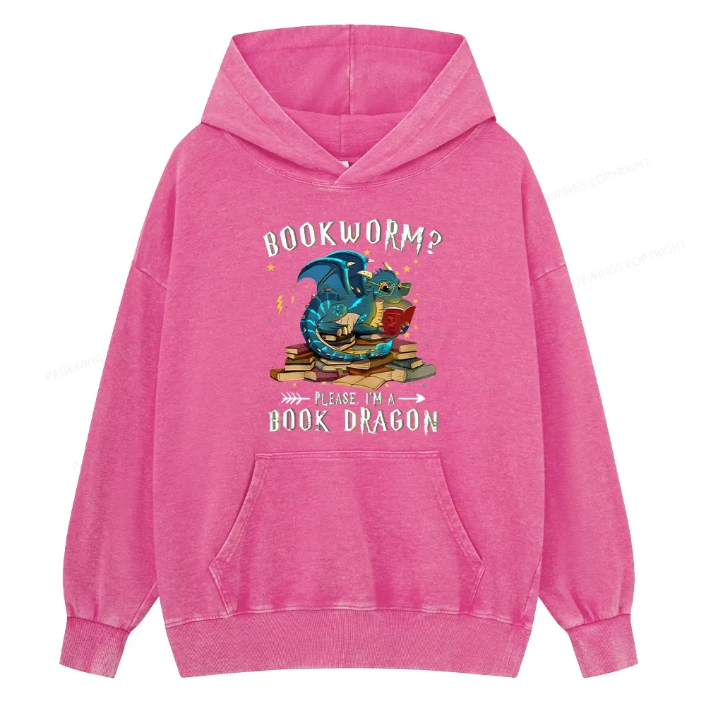 Pagewings Dragon Book Unisex Washed Hoodie