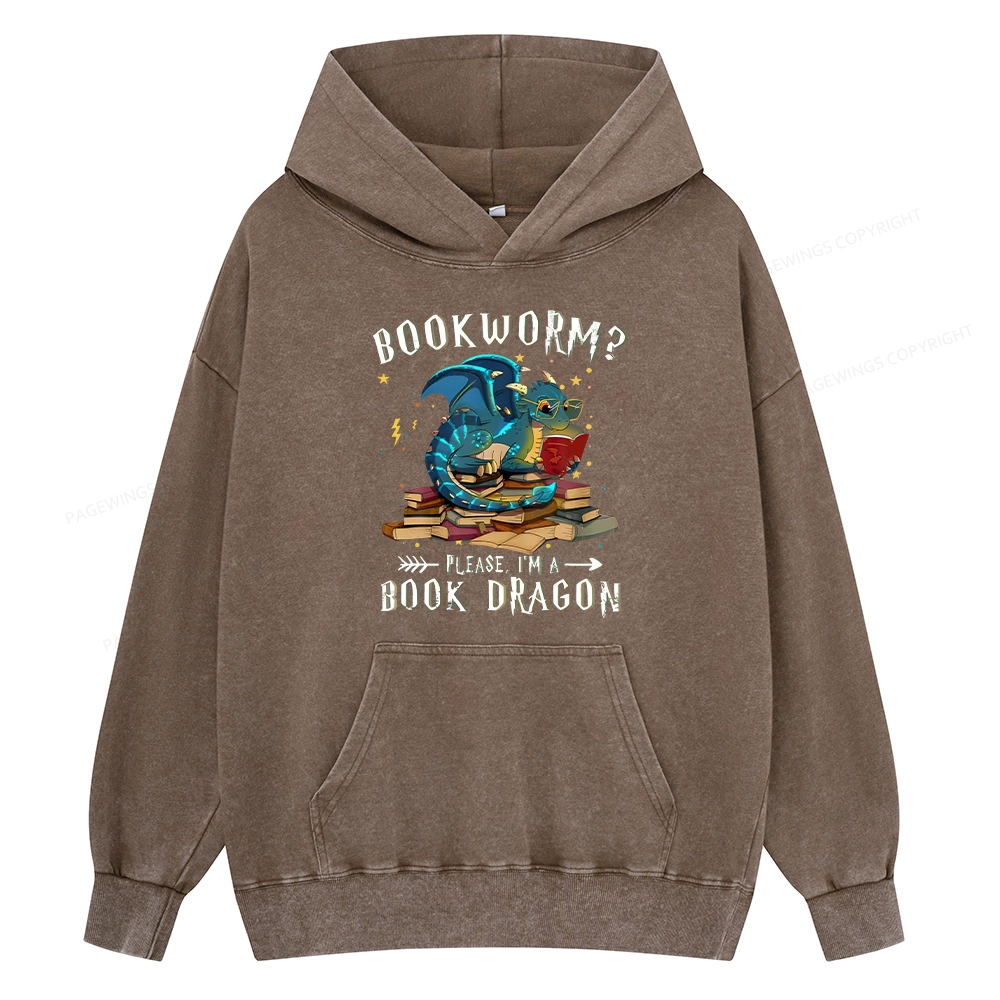 Pagewings Dragon Book Unisex Washed Hoodie