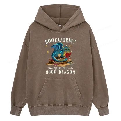 Pagewings Dragon Book Unisex Washed Hoodie