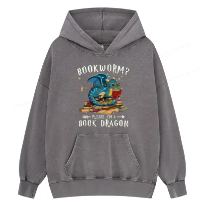 Pagewings Dragon Book Unisex Washed Hoodie