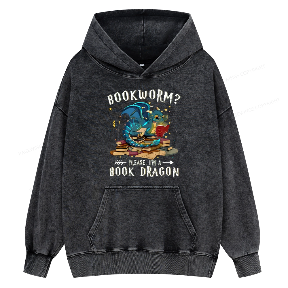 Pagewings Dragon Book Unisex Washed Hoodie