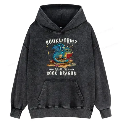 Pagewings Dragon Book Unisex Washed Hoodie