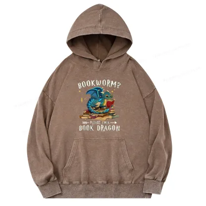 Pagewings Dragon Book Unisex Washed Hoodie