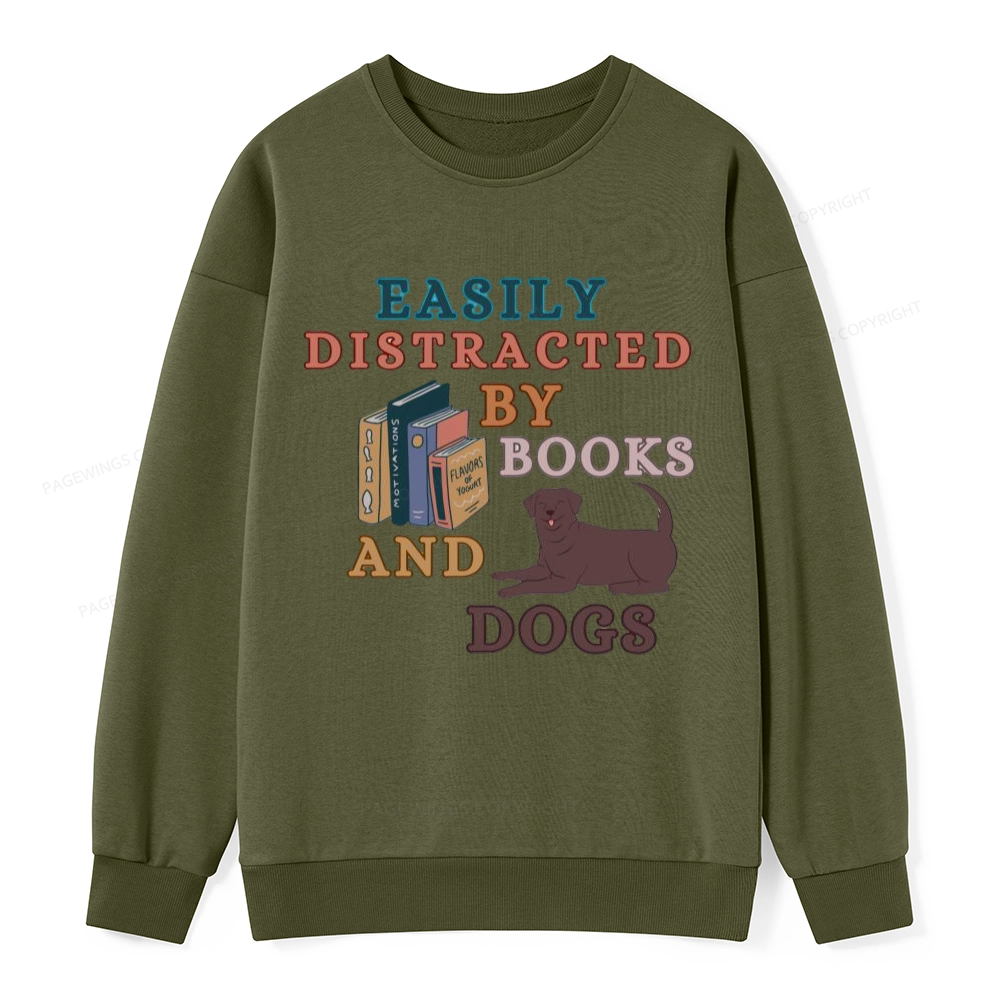 Pagewings Easily Distracted By Books And Labrador Unisex Classic Sweatshirt