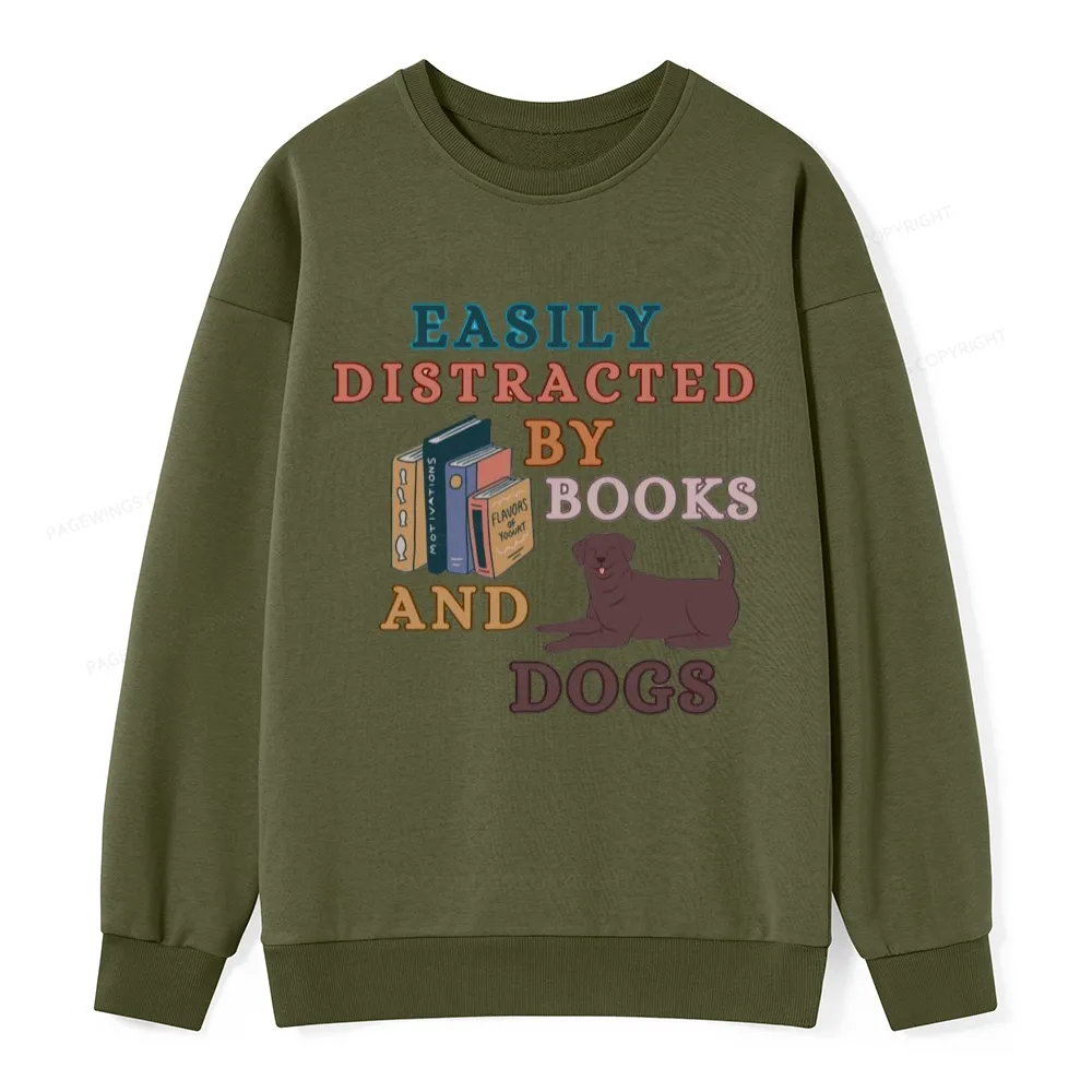 Pagewings Easily Distracted By Books And Labrador Unisex Classic Sweatshirt