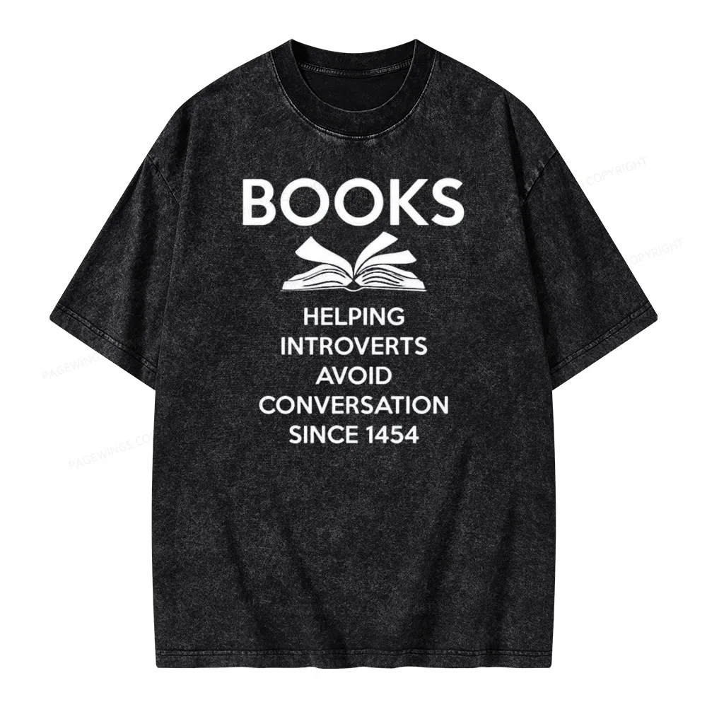Pagewings Books Helping Introverts Avoid Conversation Since 1454 Unisex Washed T-shirt