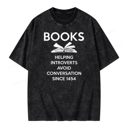 Pagewings Books Helping Introverts Avoid Conversation Since 1454 Unisex Washed T-shirt