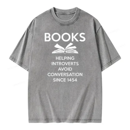 Pagewings Books Helping Introverts Avoid Conversation Since 1454 Unisex Washed T-shirt