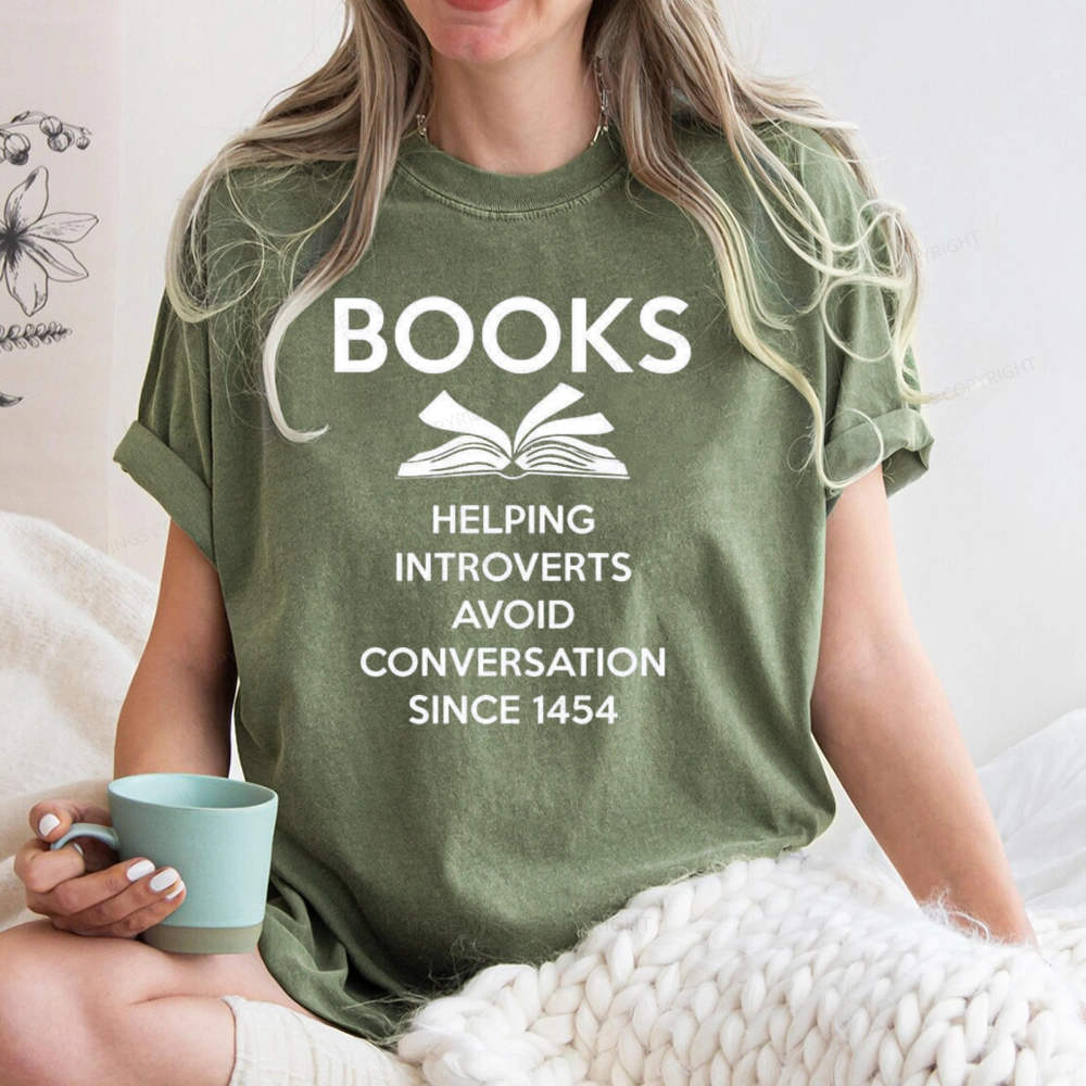 Pagewings Books Helping Introverts Avoid Conversation Since 1454 Unisex Washed T-shirt