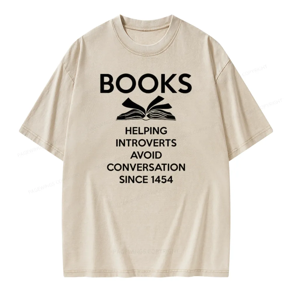 Pagewings Books Helping Introverts Avoid Conversation Since 1454 Unisex Washed T-shirt