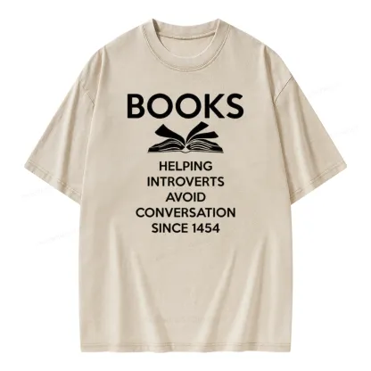 Pagewings Books Helping Introverts Avoid Conversation Since 1454 Unisex Washed T-shirt