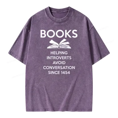 Pagewings Books Helping Introverts Avoid Conversation Since 1454 Unisex Washed T-shirt