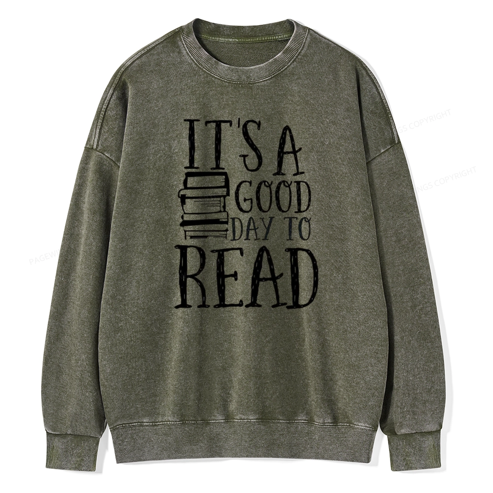 Pagewings It‘s A Good Day To Read Unisex Washed Sweatshirt