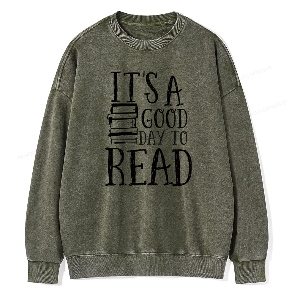 Pagewings It‘s A Good Day To Read Unisex Washed Sweatshirt