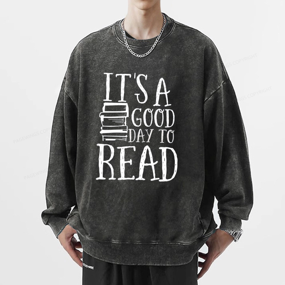 Pagewings It‘s A Good Day To Read Unisex Washed Sweatshirt