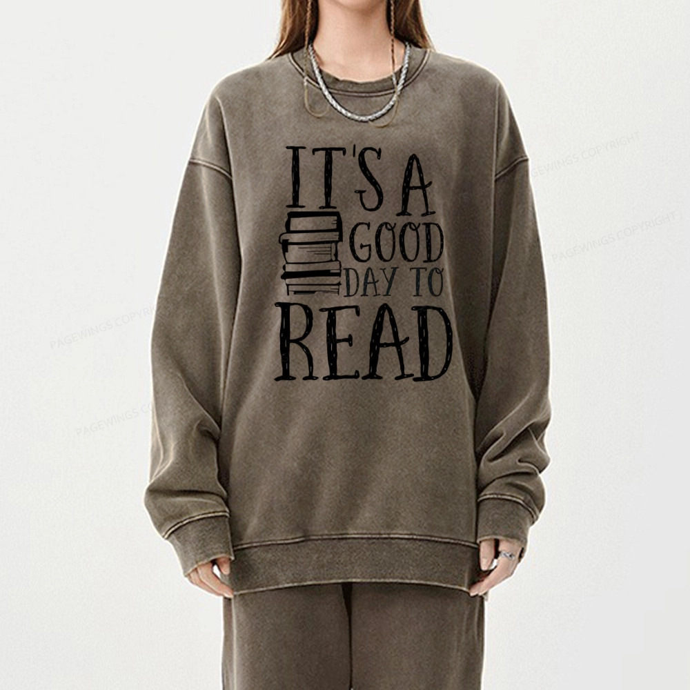 Pagewings It‘s A Good Day To Read Unisex Washed Sweatshirt