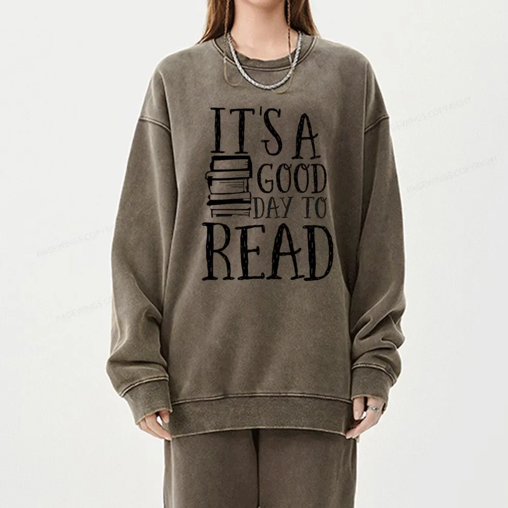 Pagewings It‘s A Good Day To Read Unisex Washed Sweatshirt