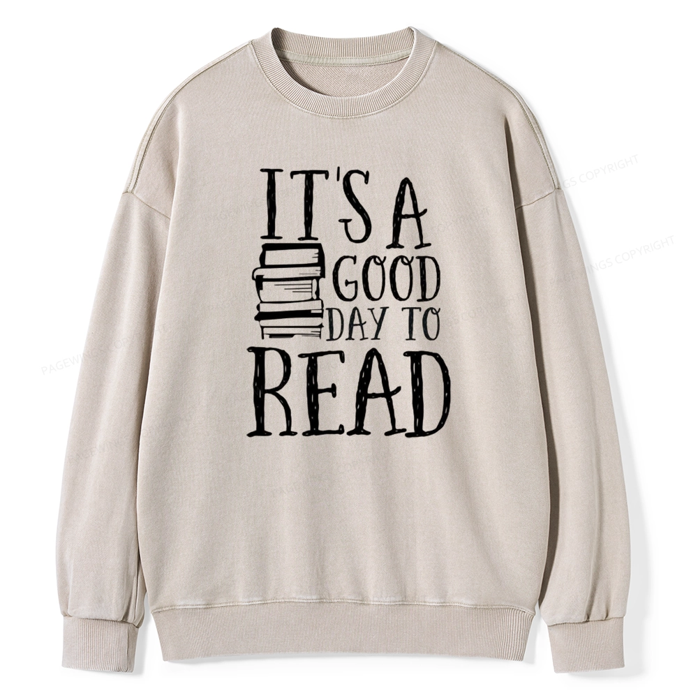 Pagewings It‘s A Good Day To Read Unisex Washed Sweatshirt