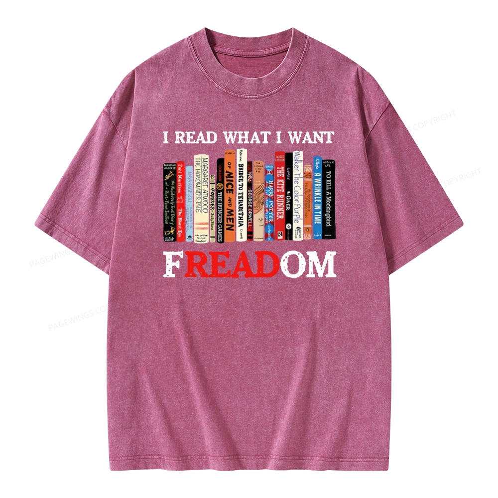 Pagewings I Read What I Want Banned Books Unisex Washed T-shirt