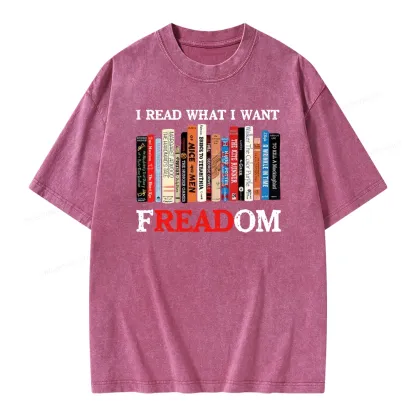Pagewings I Read What I Want Banned Books Unisex Washed T-shirt
