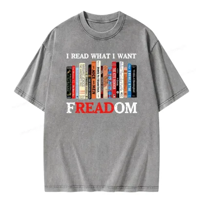 Pagewings I Read What I Want Banned Books Unisex Washed T-shirt