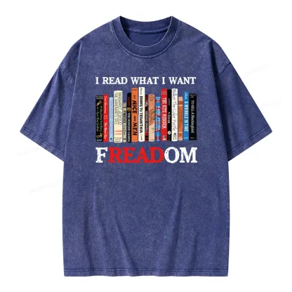 Pagewings I Read What I Want Banned Books Unisex Washed T-shirt