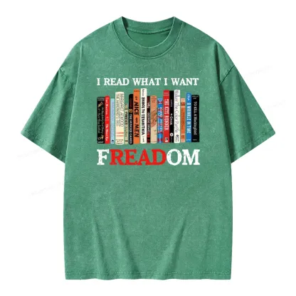 Pagewings I Read What I Want Banned Books Unisex Washed T-shirt