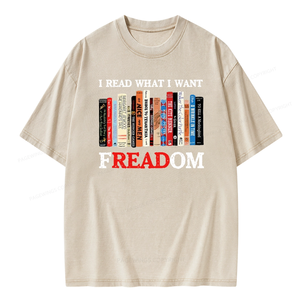 Pagewings I Read What I Want Banned Books Unisex Washed T-shirt