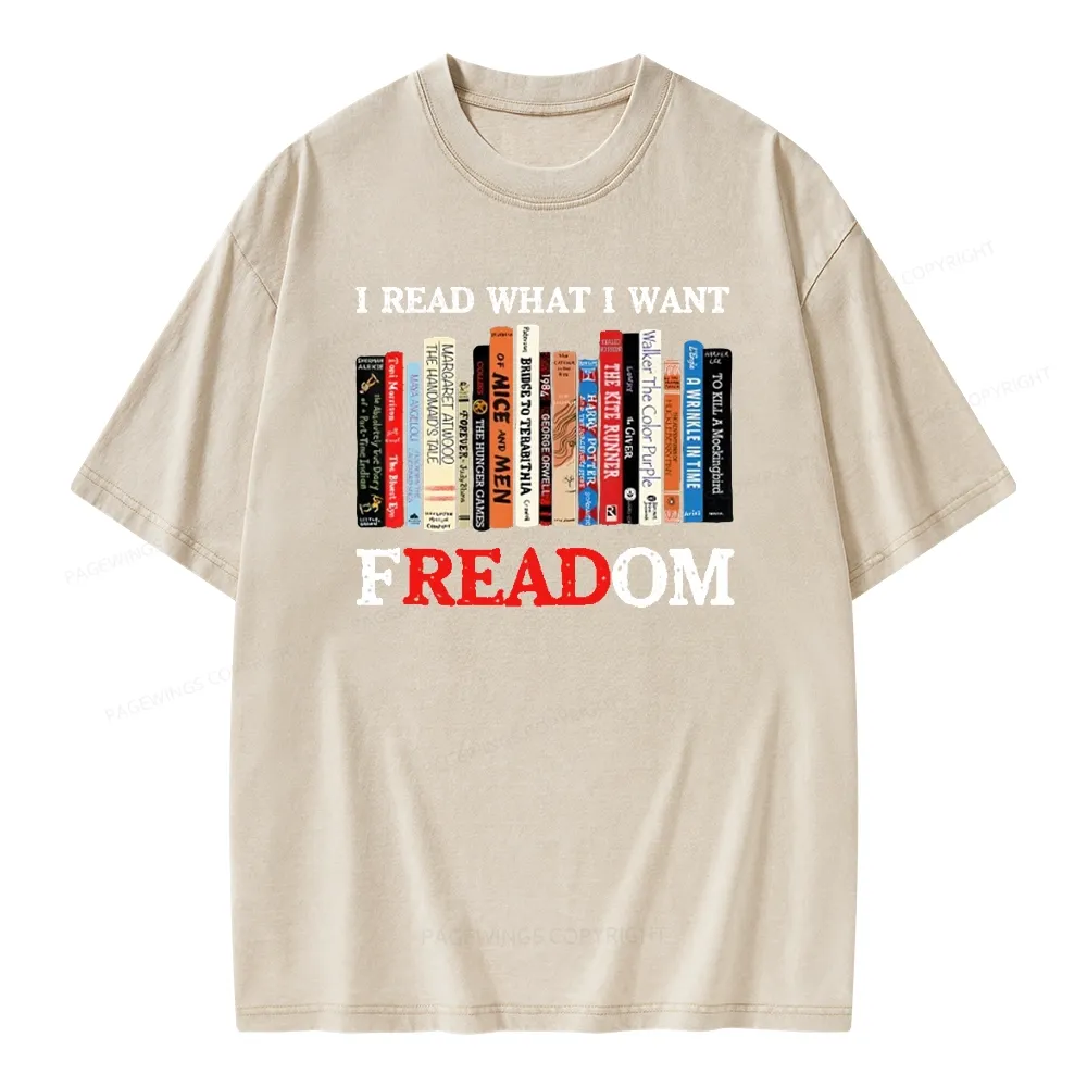 Pagewings I Read What I Want Banned Books Unisex Washed T-shirt