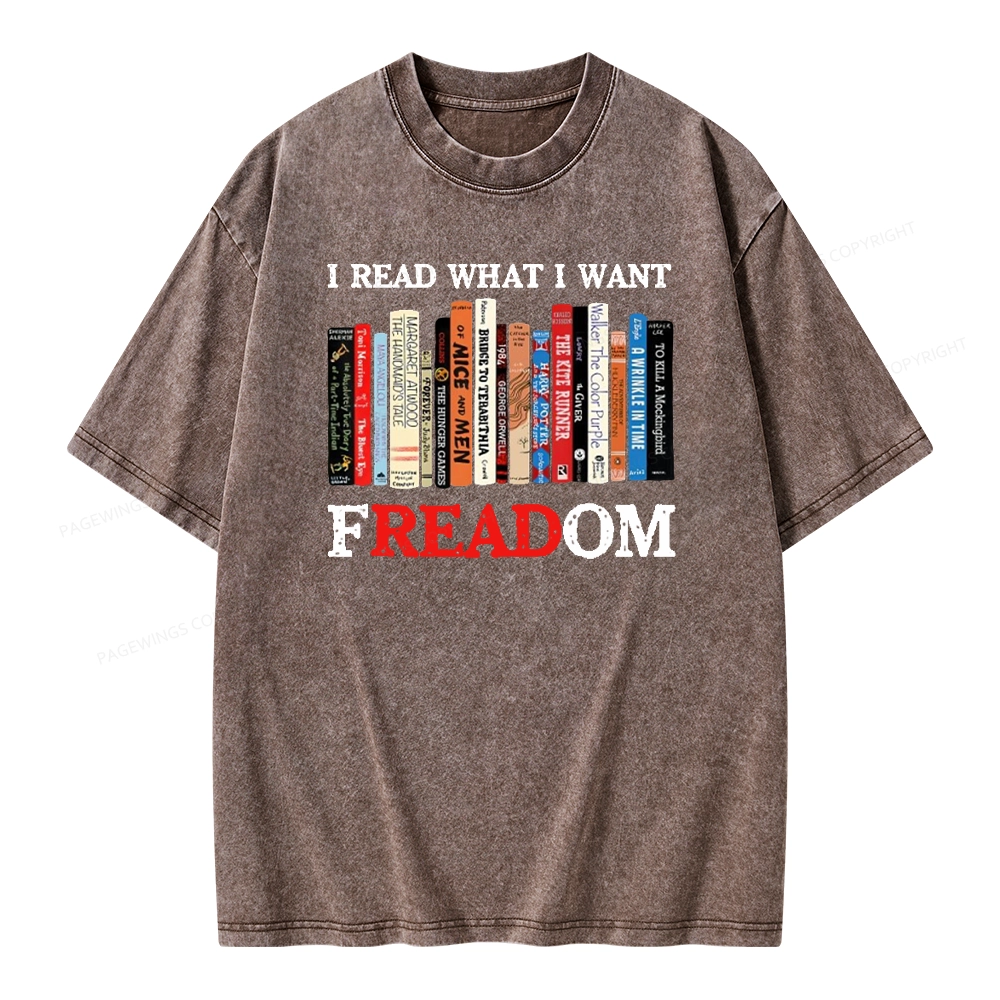 Pagewings I Read What I Want Banned Books Unisex Washed T-shirt