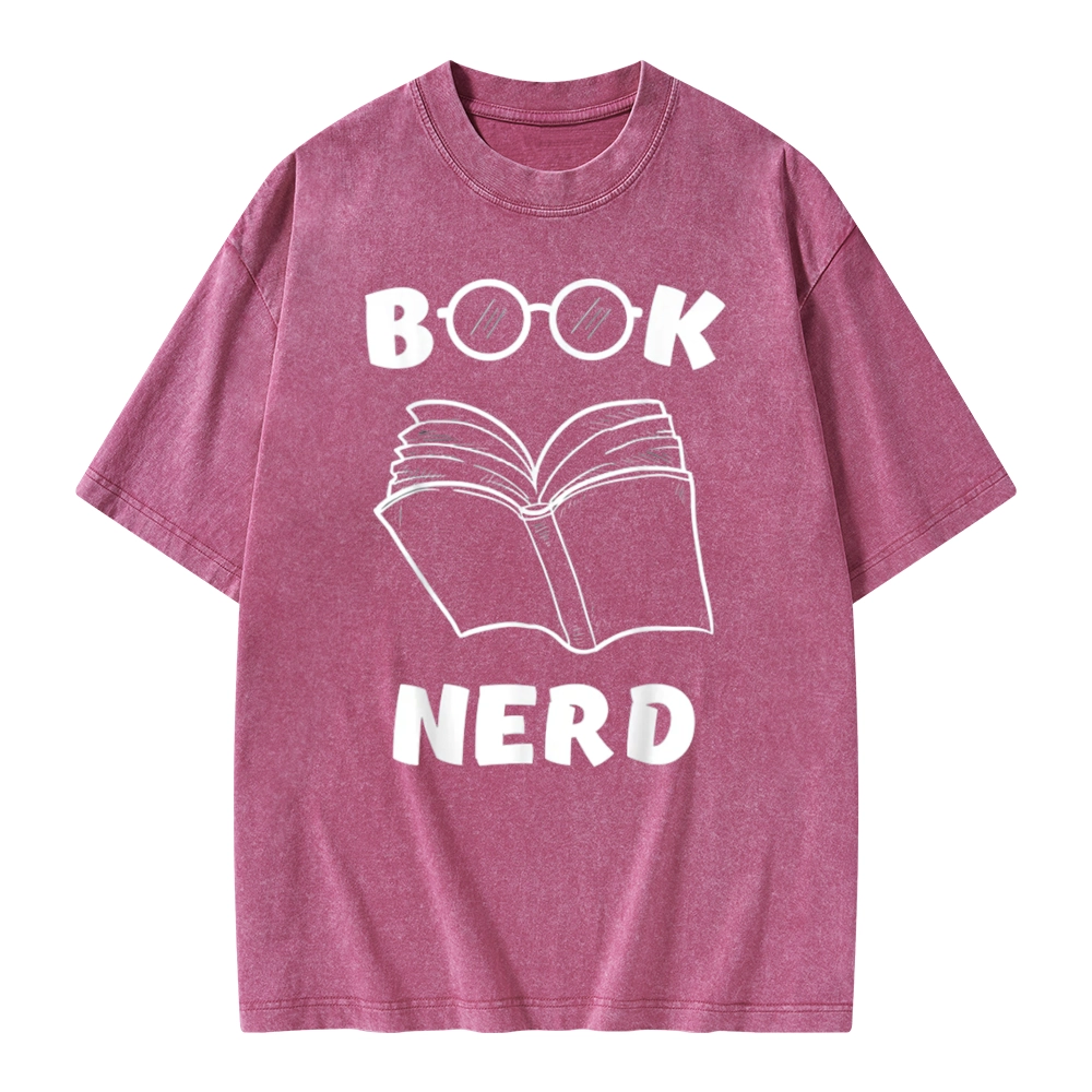 Pagewings Book Nerd Funny Book Unisex Washed T-shirt