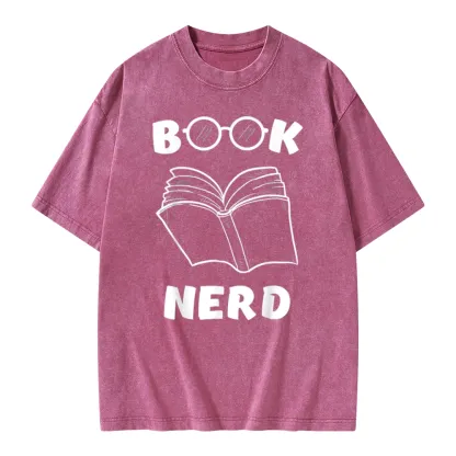 Pagewings Book Nerd Funny Book Unisex Washed T-shirt