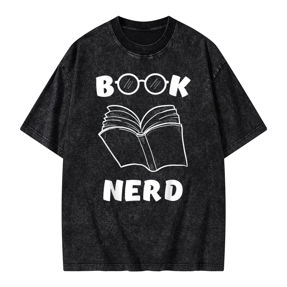 Pagewings Book Nerd Funny Book Unisex Washed T-shirt