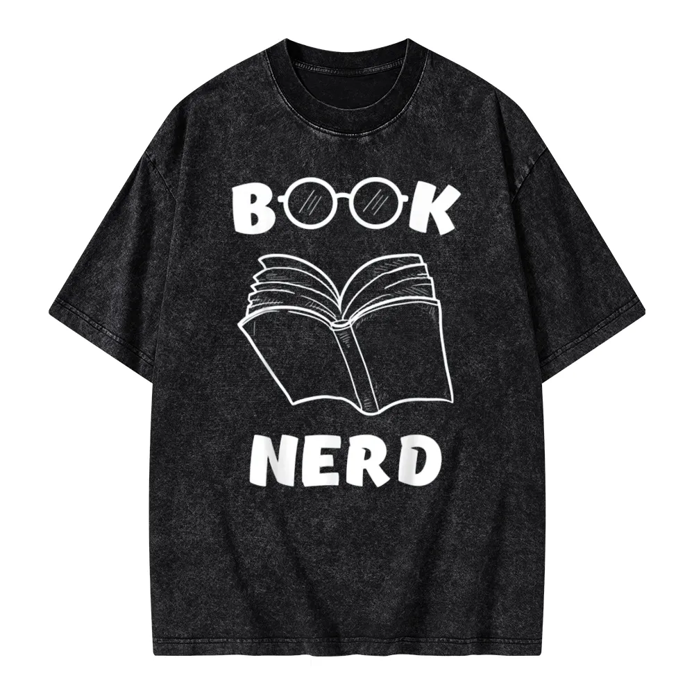 Pagewings Book Nerd Funny Book Unisex Washed T-shirt