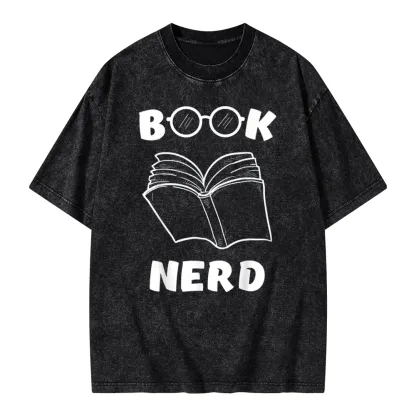 Pagewings Book Nerd Funny Book Unisex Washed T-shirt