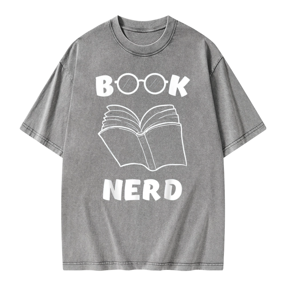 Pagewings Book Nerd Funny Book Unisex Washed T-shirt