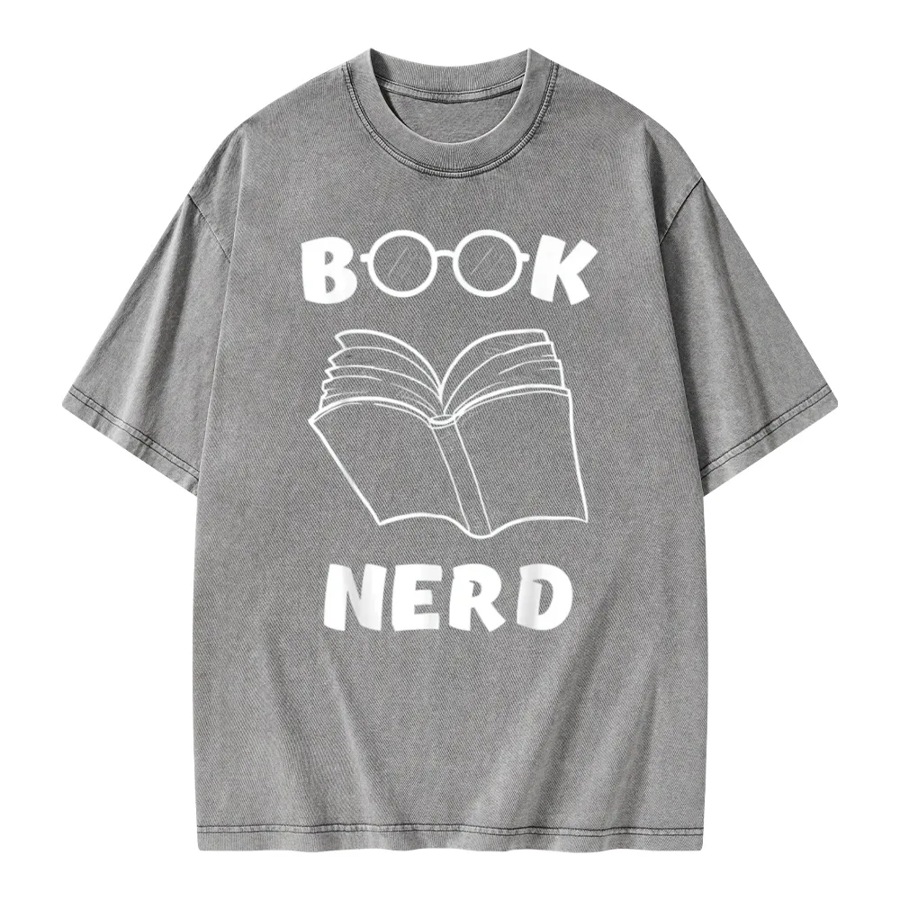 Pagewings Book Nerd Funny Book Unisex Washed T-shirt