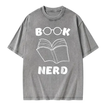 Pagewings Book Nerd Funny Book Unisex Washed T-shirt