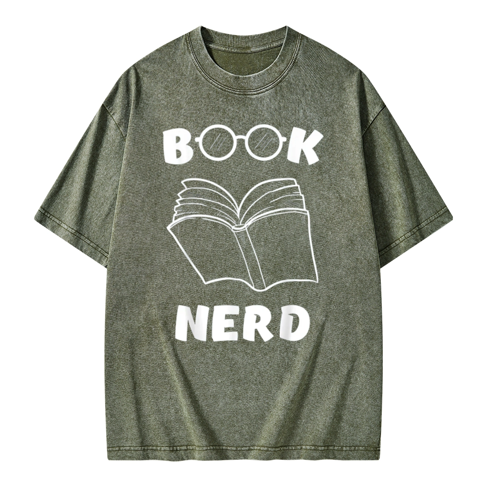 Pagewings Book Nerd Funny Book Unisex Washed T-shirt