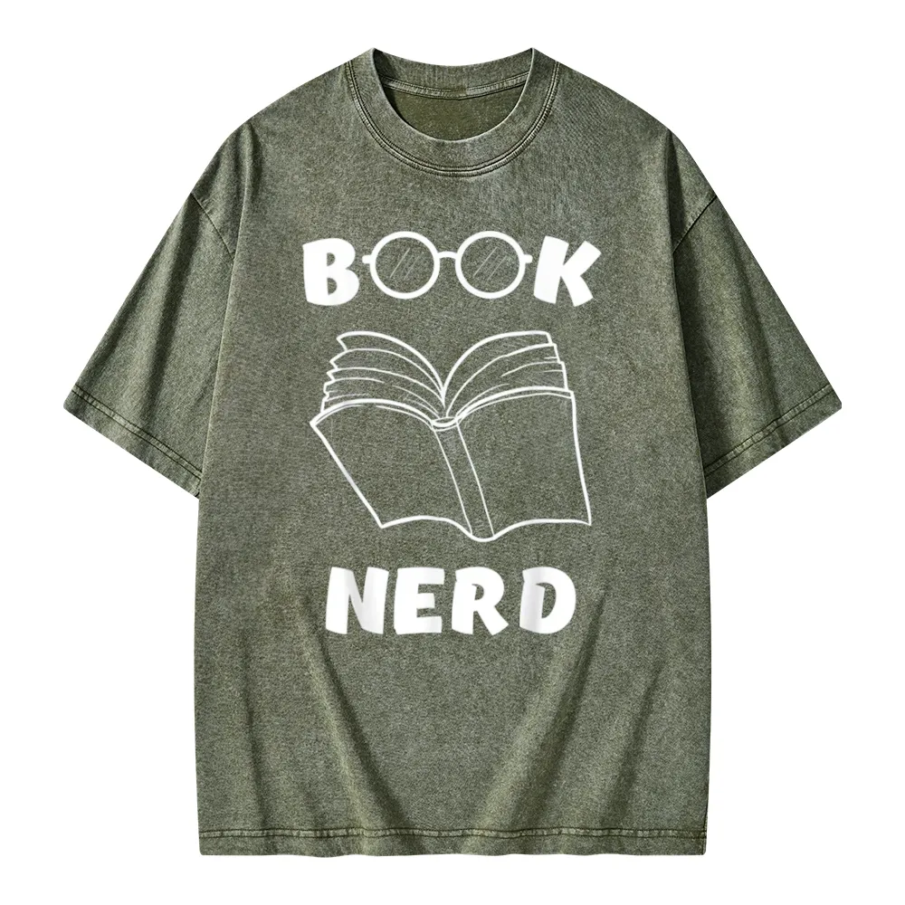 Pagewings Book Nerd Funny Book Unisex Washed T-shirt